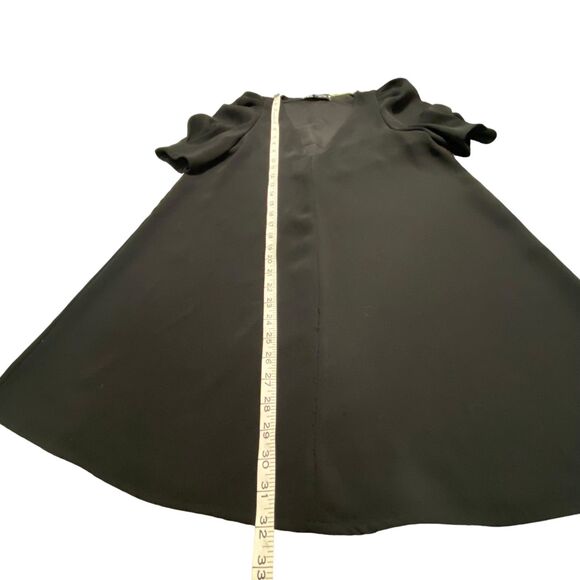 Zara Women Black Short Puff Sleeves Short Mini Dress Flowy V Neck XS - Picture 9 of 14